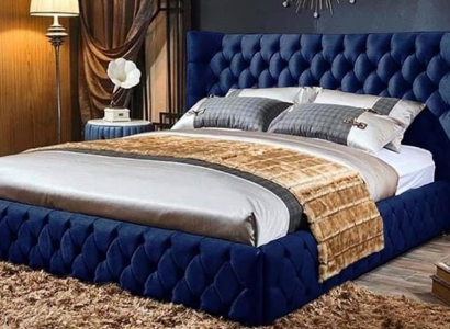 Betten Chesterfield Desi180x200gn Doppelbett Möbel Polster Textil Blau  Bett Neu
