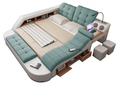 Bett Doppel Leder Polster Betten Multifunktion mit Massagefunktion Neu