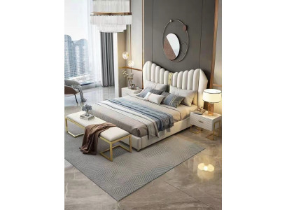 Modern Luxus Betten Polster Leder Textil Hochwertiges Schlafzimmer Bett