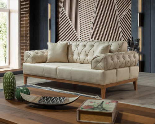 Sofagarnitur Garnitur Sofas Sofa Sessel Dreisitzer 3+1 Sitzer beige
