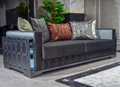 Sofa 3 Sitzer Luxus Möbel Wohnzimmer Dreisitzer Grau Metall mit Textil