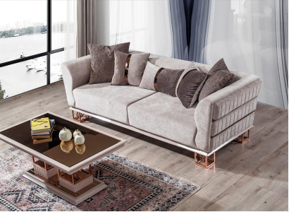 Sofa 3 Sitzer Moderne Couch Sofas Design Sofa Dreisitzer Sitz neu braun