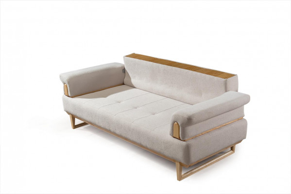 Modern Sofagarnitur 3+3+1 Sitzer Garnitur Set Sofas Sessel Holz mit Textil