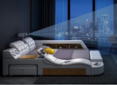Bett Multifunktion Betten tv beamer usb led Massage Funktion Hotel Luxus