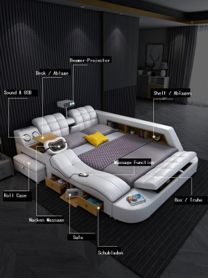 Bett Multifunktion Betten tv beamer usb led Massage Funktion Hotel Luxus