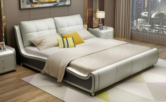 Bett Polster Design Deko Luxus Doppel Hotel Betten Ehe Schlaf Zimmer Leder