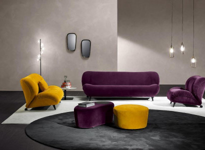 Moderne Sofagarnitur 3+2 Sitzer Sessel x2 Hocker Designer Couch-Set Stilvolle Wohnzimmermöbel