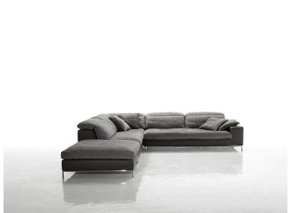 Design Ecksofa L-form Textile Couch Prianera Modern Sofas Polsterung Grau Neu