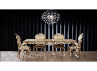 Esszimmer Esstisch Stuhl Holz Tische Tisch Barock Stühle Tische Garnitur 5tlg.