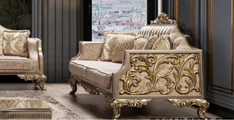Dreisitzer Sofa 3 Sitzer Sofa Sofas Stoff Barock Rokoko Couch Design Wohnzimmer