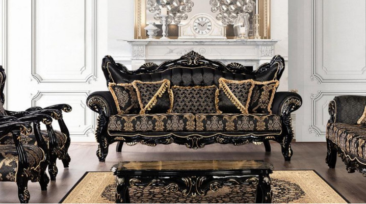 Couch Sitz Dreisitzer Sofa 3 Sitzer Sofas Sessel Stoff Barock Rokoko Möbel 232cm