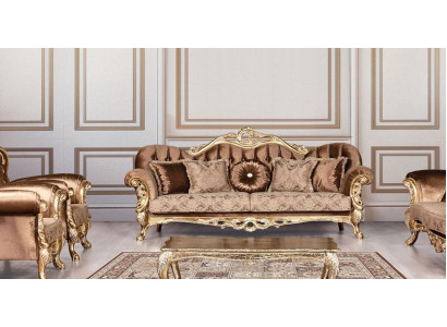 Luxus Dreisitzer Sofa 3 Sitzer Barock Rokoko Sofa Sofas Sessel Stoff Stil Möbel