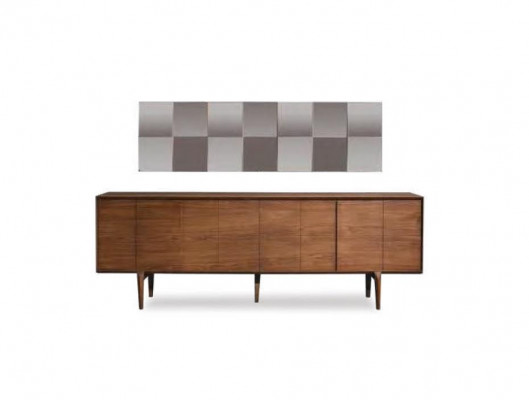 Modernes Luxus Holz Sideboard Wohnzimmer Ablage Konsole Spiegel 2tlg