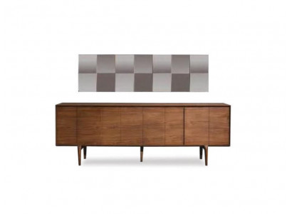 Modernes Luxus Holz Sideboard Wohnzimmer Ablage Konsole Spiegel 2tlg