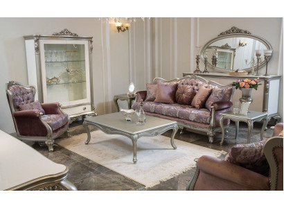 Sofagarnitur 3+2+1 Sitzer Couchtisch Beistelltisch Sessel Set 6tlg. Barock