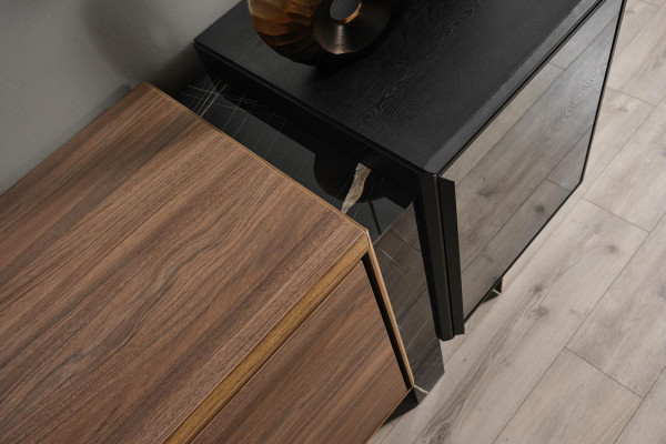Esszimmer Sideboard mit Spiegel Braun Kommode Anrichte Holz Regal