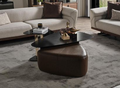Wohnwand Couchtisch Beistelltisch Hocker Wohnzimmer Set Neu 3tlg.