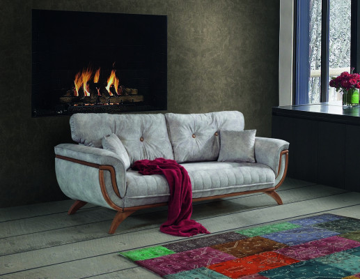 Bunte Sofagarnitur Lila Sofa Couch Sitz Polster Garnitur 4tlg. Set 3311