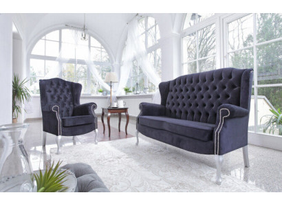 Klassische Chesterfield Sofagarnitur 3+2+2 Sitzer Sofa Couch Polster Samt Neu