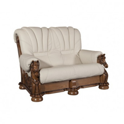 Klassische Sofagarnitur Couch Polster Sitz Garnitur Sofa Leder Holz 3+2+1 Set