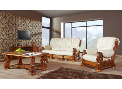 Antik Stil Ledersofa Couch Sofagarnitur Polster 3+1 Sitzer Italienisches Leder