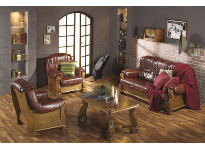Klassische Garnitur 3+2+1 Sitzer Sofagarnitur Couch Sofa 100% Leder Sofa Polster