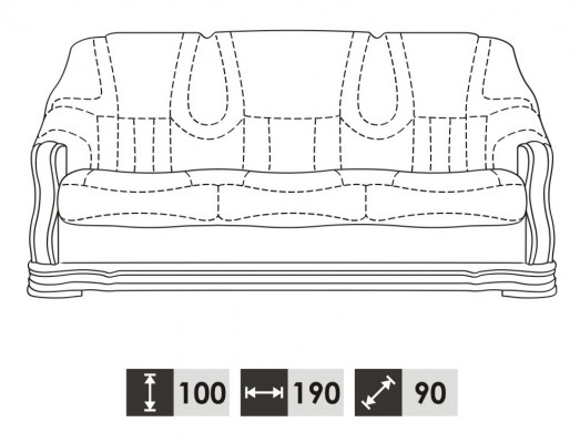 Dreisitzer Couch Klassische Ledersofa Couch Polster Sofa 3 Sitzer Leder