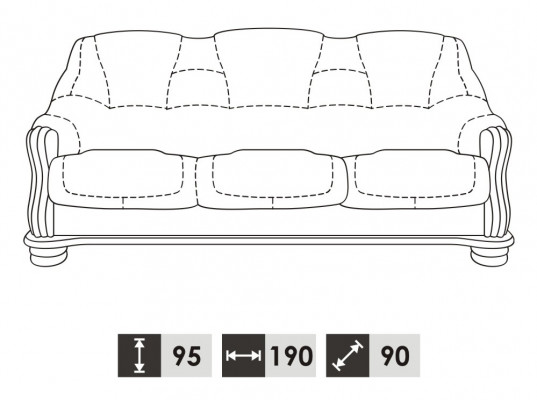 Dreisitzer Couch Klassische Couch Polster Sofa 3 Sitzer Leder Couchen