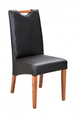 Lehnstuhl Design Sessel Holz Leder Polster Esszimmer Leder Gastro Stuhl