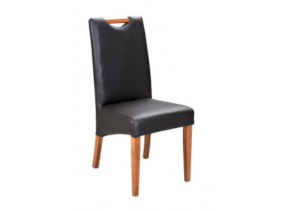 Lehnstuhl Design Sessel Holz Leder Polster Esszimmer Leder Gastro Stuhl