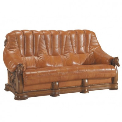 Antik Stil Ledersofa Couch Sofagarnitur 3+1 Sitzer Italienisches Leder Polster