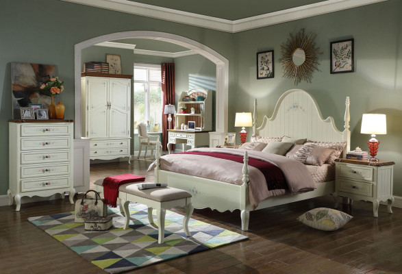 Unverwechselbares weißes Schlafzimmer-Set im klassischen Stil
