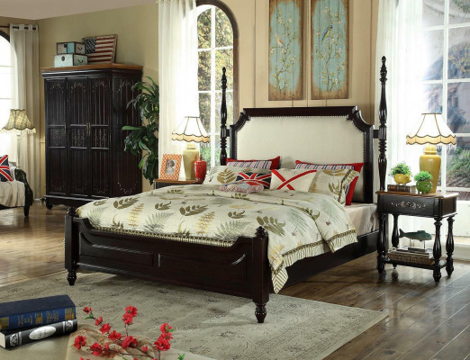 Amerikanische Holz Betten Luxus Echtholz Möbel Schlafzimmer Bett 3tlg. Set Neu