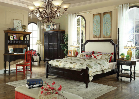 Amerikanische Holz Betten Luxus Echtholz Möbel Schlafzimmer Bett 3tlg. Set Neu