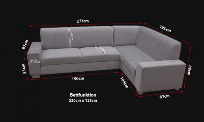 Sofa Schlafsofa Designer Sofa mit Bettfunktion + Bettkasten Ecksofa Couch NEU