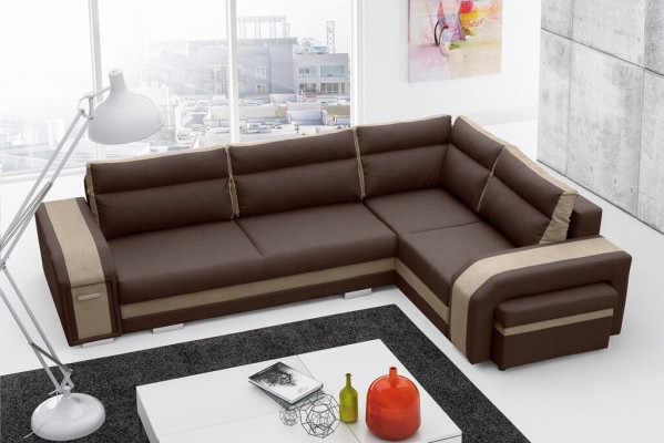 Sofa Schlafsofa Designer Sofa mit Bettfunktion + Bettkasten Ecksofa Couch (Neu)