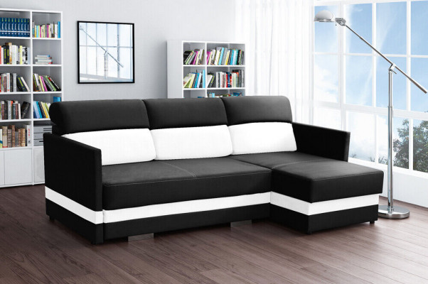 Sofa Schlafsofa Designer Sofa mit Bettfunktion + Bettkasten Ecksofa Couch NEU