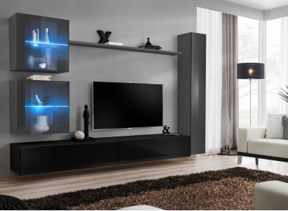 Wohnzimmer Set 6tlg Luxus Wohnwand Möbel Designer 3x Wandschrank TV Ständer