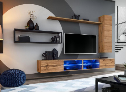 Braun Luxus Neu Wohnwand Set Wohnzimmermöbel Einrichtung Wandschrank Wand Regal