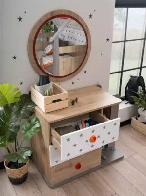 Garnitur Bett Kindermöbel Kinderzimmer Braun Bettrahmen 6tlg Holz Set