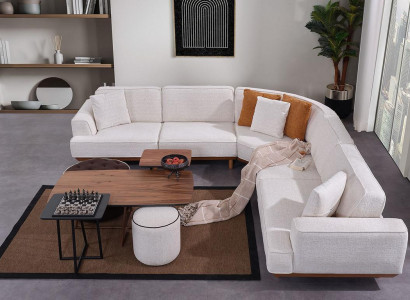 Weißes Polster Ecksofa Luxuriöse L-Form Eckcouch Wohnzimmer Textil Sofa