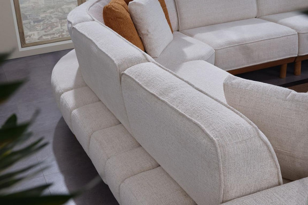Weißes Polster Ecksofa Luxuriöse L-Form Eckcouch Wohnzimmer Textil Sofa