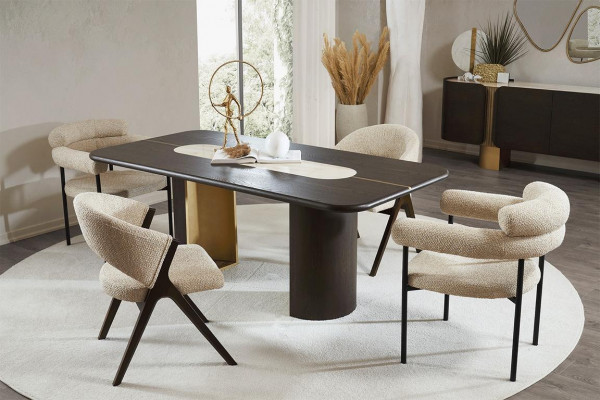Esszimmer Moderne Möbel Designer Essgruppe Schwarzer Tisch 4x Stühle