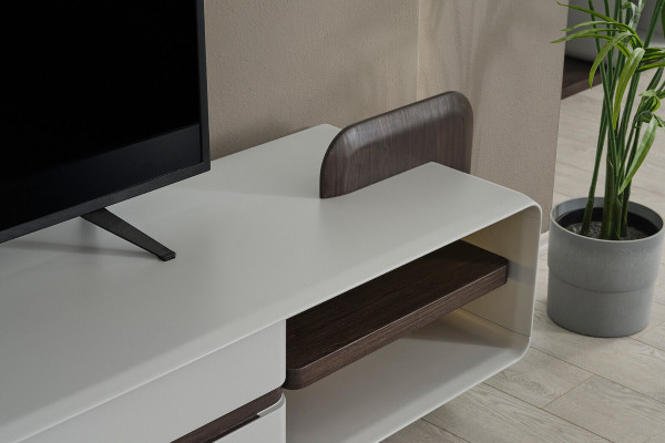Weiße Wohnwand Holz RTV Designer Wandregale Wohnzimmer Lowboard 3tlg