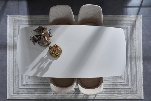Weiße Holz Esszimmer Garnitur Designer Esstisch 4x Polsterstühle 7tlg