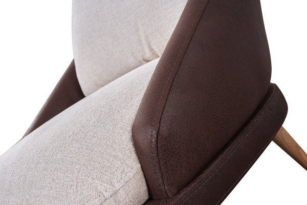Braun-Weiße Sofagarnitur Wohnzimmer Dreisitzer Luxus Sessel 2tlg Set