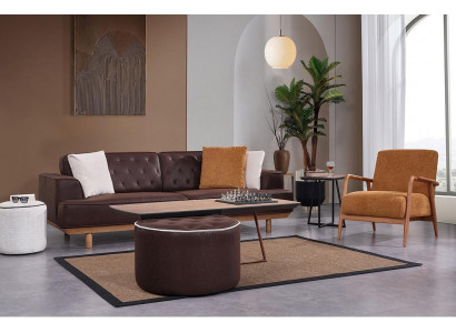 Edle Wohnzimmer Möbel Moderner 3-Sitzer Luxuriöser Einsitzer 2tlg Set