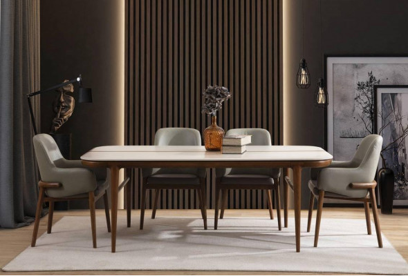 Braun-Weiße Esszimmer Möbel Designer Esszimmergarnitur Luxus 9tlg Set
