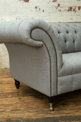 Wohnzimmer Chesterfield Sofa Design Textil Couchen Sofas Dreisitzer Grau Couch