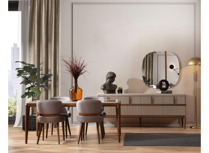Modernes Esszimmer Set Designer Esstisch 4x Polsterstühle Luxus Anrichte